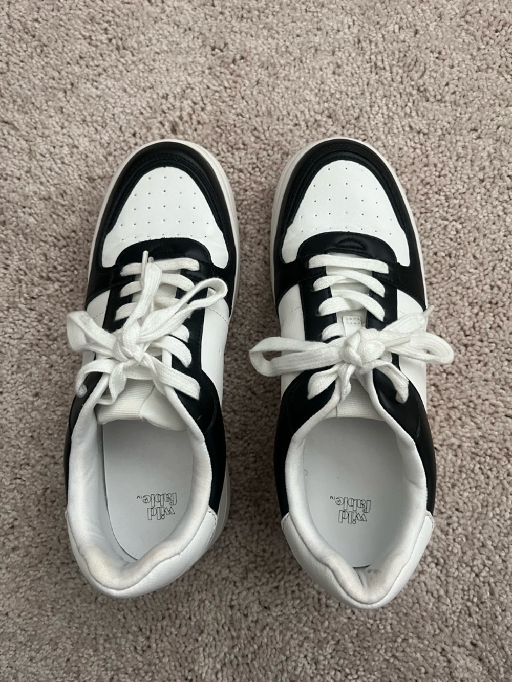 White and Black Low-Top Sneakers
